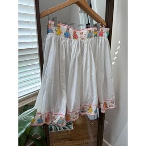 Vintage Teddy Bear Print Half Apron White Colorful Teacher Doctor Nurse Hockey